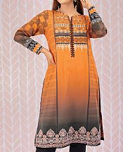 Safety Orange Cotton Satin Kurti- Pakistani Winter Clothing