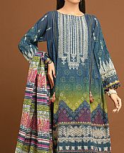 Edenrobe Denim Blue Viscose Suit- Pakistani Winter Dress