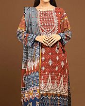 Edenrobe Vermilion Red Viscose Suit- Pakistani Winter Dress