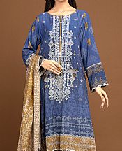 Edenrobe Cornflower Blue Viscose Suit- Pakistani Winter Dress