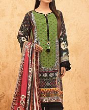 Parrot Green/Black Viscose Suit- Pakistani Winter Dress