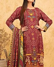 Auburn Red Viscose Suit- Pakistani Winter Dress