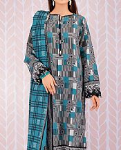 Turquoise/Grey Khaddar Suit- Pakistani Winter Dress