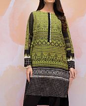 Apple Green/Black Khaddar Kurti- Pakistani Winter Dress