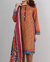 Orange/Brown Khaddar Suit (2 Pcs)- Pakistani Winter Clothing