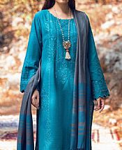Edenrobe Teal Blue Crepe Suit- Pakistani Winter Clothing