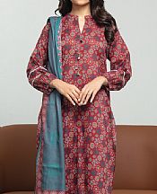 Edenrobe Dull Red Khaddar Suit- Pakistani Winter Dress