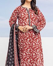 Edenrobe Dull Red Lawn Suit- Pakistani Lawn Dress