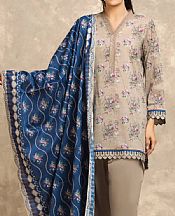 Edenrobe Beige Lawn Suit- Pakistani Designer Lawn Suits