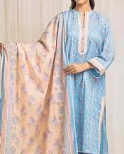 Edenrobe Blue/Peach Lawn Suit- Pakistani Designer Lawn Suits