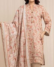 Edenrobe Beige/Coral Lawn Suit- Pakistani Lawn Dress