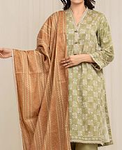 Edenrobe Olive/Peach Lawn Suit- Pakistani Designer Lawn Suits