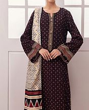 Edenrobe Maroon/Black Cambric Suit- Pakistani Winter Clothing