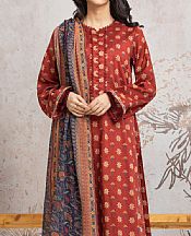 Edenrobe Auburn Red Cambric Suit- Pakistani Winter Clothing
