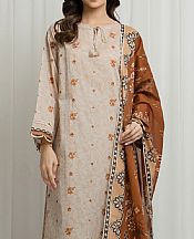 Edenrobe Ivory/Brown Lawn Suit- Pakistani Designer Lawn Suits