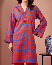 Edenrobe Red/Blue Lawn Suit (2 Pcs)- Pakistani Designer Lawn Suits