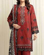 Edenrobe Dull Red Lawn Suit- Pakistani Lawn Dress