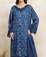 Edenrobe Blue Raw Silk Suit- Pakistani Chiffon Dress