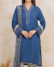 Edenrobe Blue Raw Silk Suit- Pakistani Chiffon Dress