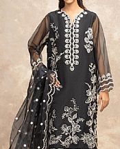 Edenrobe Black Organza Suit- Pakistani Designer Chiffon Suit