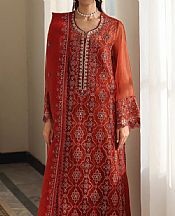 Edenrobe Rust Organza Suit- Pakistani Chiffon Dress