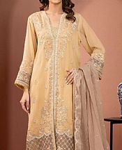 Edenrobe Sand Gold Chiffon Suit- Pakistani Designer Chiffon Suit