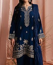 Edenrobe Midnight Blue Raw Silk Suit- Pakistani Designer Chiffon Suit