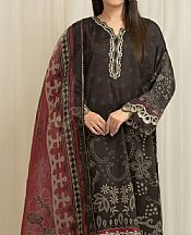 Edenrobe Black Raw Silk Suit- Pakistani Designer Chiffon Suit