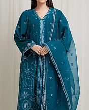Edenrobe Teal Silk Suit- Pakistani Designer Chiffon Suit