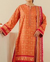 Edenrobe Safety Orange Cambric Suit- Pakistani Designer Lawn Suits