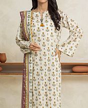 Edenrobe Off White Lawn Suit- Pakistani Lawn Dress