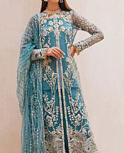 Elaf Turquoise Net Suit- Pakistani Chiffon Dress