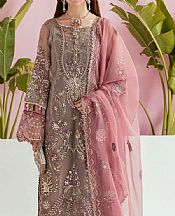 Wenge Brown/Tea Pink Organza Suit- Pakistani Chiffon Dress