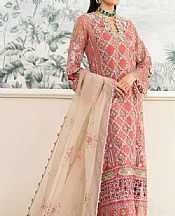 Elaf Salmon Pink Organza Suit- Pakistani Designer Chiffon Suit