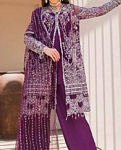 Elaf Egg Plant Net Suit- Pakistani Designer Chiffon Suit