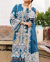 Elaf Teal Blue Khaddar Suit- Pakistani Winter Dress
