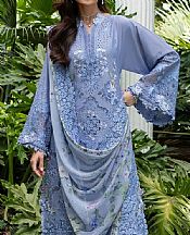 Elaf Dark Pastel Blue Lawn Suit- Pakistani Designer Lawn Suits