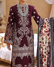Elaf Wine Red Khaddar Suit- Pakistani Winter Dress