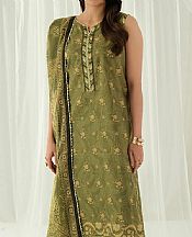 Ellena Drab Green Lawn Suit- Pakistani Lawn Dress