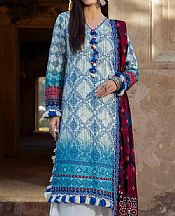 Ellena Turquoise/Off White Lawn Suit- Pakistani Designer Lawn Suits
