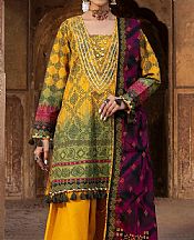 Ellena Mustard/Green Lawn Suit- Pakistani Lawn Dress