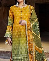 Ellena Mustard/Green Lawn Suit- Pakistani Designer Lawn Suits