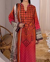 Ellena Bright Orange/Deep Carmine Lawn Suit- Pakistani Designer Lawn Suits