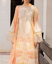 Ellena Ivory/Peach Lawn Suit- Pakistani Designer Lawn Suits