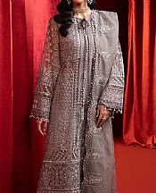 Ellena Grey Net Suit- Pakistani Designer Chiffon Suit