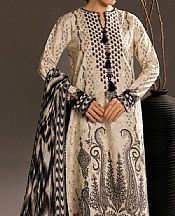 Ellena Ivory/Black Lawn Suit- Pakistani Designer Lawn Suits