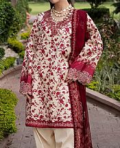 Ellena Off White/Maroon Lawn Suit- Pakistani Lawn Dress