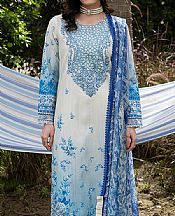 Ellena Off White/Turquoise Lawn Suit- Pakistani Lawn Dress