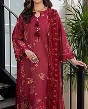 Ellena Vivid Burgundy Lawn Suit- Pakistani Designer Lawn Suits