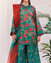 Ellena Pine Green Lawn Suit- Pakistani Lawn Dress